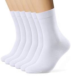 EIISSION Socken Herren Damen 35-38 Weiß Warme Sportsocken Unisex Business Lange mit Baum-wolle Haltbarkeit für Sport Freizeit 6 Paar von EIISSION