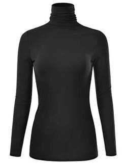 EIMIN Damen Langarm Rollkragen Leichter Pullover Slim Fit T-Shirts Top Sweater (S-3XL), Ett003_black, Klein von EIMIN