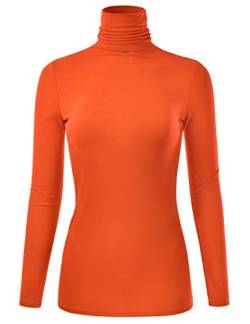 EIMIN Damen Langarm Rollkragen Leichter Pullover Slim Fit T-Shirts Top Sweater (S-3XL), Ett003_orange, Groß von EIMIN
