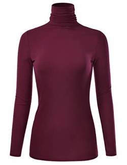 EIMIN Langärmeliger Rollkragenpullover für Damen, schmale Passform, Gr. S-3XL, Ett003_burgundy, Klein von EIMIN