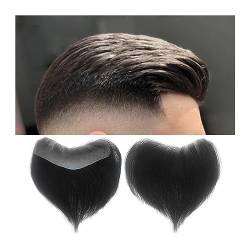 Perücken für Männer Herren-Toupet mit Haaransatz, 15,2 cm, vorderes Haarteil, 100% Dichte, Echthaar, Perücke, V-Frontform, 0,05–0,14 mm, dünne Haut, PU-Basis #1B, gebrochenes Schwarz Herrenperücke ( von EINES