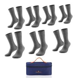 EINSIEBTEL® EINCLASSIC Herren Socken Business Socken 7er Pack, Geschenkverpackung mit Aufbewahrungstasche (39-42, 7X Grey) von EINSIEBTEL