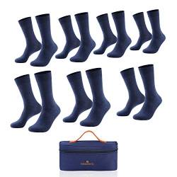 EINSIEBTEL® EINCLASSIC Herren Socken Business Socken 7er Pack, Geschenkverpackung mit Aufbewahrungstasche (47-50, 7X Blue Navy) von EINSIEBTEL