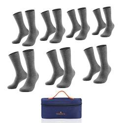 EINSIEBTEL® EINCLASSIC Herren Socken Business Socken 7er Pack, Geschenkverpackung mit Aufbewahrungstasche (47-50, 7X Grey) von EINSIEBTEL
