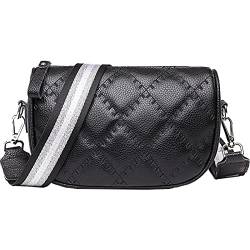 EINYNIUER crossbody bag damen breiter gurt leder brusttasche damen umhängetasche damen bauchtasche damen stylisch elegant handtasche，Schwarz von EINYNIUER