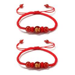 EIRZNGXQ 2024 Chinesisches Neujahrsdrachen-Armbänder, Jahr des Drachen verstellbare Armbänder rote Schnur handgewebte Set für Frauen Männer, Frühlingsfest, Schmuckgeschenk, Legierung, Kein Edelstein von EIRZNGXQ