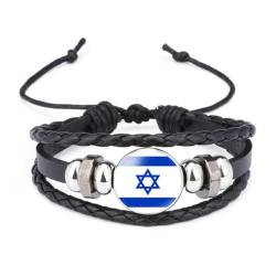 EIRZNGXQ Israel Flagge Armband, I Stand with Israel Armband, Israelite Wristband Armreif, Unterstützung Israel Verstellbare Armbänder, Einheitsgröße, Glas Kunststoff, Ohne Edelstein. von EIRZNGXQ