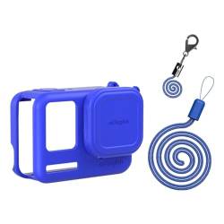 EIRZNGXQ Silikon-Objektivdeckel für Insta360 Ace Pro, stoßfeste Schutzhülle aus Silikon mit Anti-Verlust-Gurt und Umhängeband, Kameraschutzzubehör, blau, For insta360 Ace pro von EIRZNGXQ
