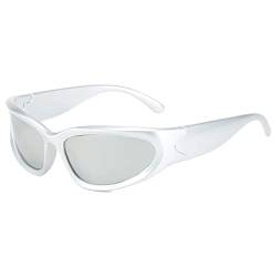 Polarisierte Outdoor-Sonnenbrille für Damen und Herren, Markendesign, verspiegelt, Sport, Vintage, Unisex, Sonnenbrille, Reitbrille, Herrenbrille, Cricket-Verlängerungsbrille, C, Silber und Silber von EIRZNGXQ