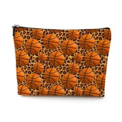 EIXU Kosmetiktasche für Sport, Lebensmittel, Obst, Vegetarisch, Geschenk, Make-up-Tasche für Damen und Mädchen, Basketballdruck, 10*7*2 inches von EIXU