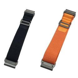 Nylon-Uhrenarmband für Fenix 6/Fenix 5/Fenix 7/Epix 2, 22 mm, ultraleichtes Sport-Armband für Garmin Epix Pro 47 mm, Instinct 2 Solar, Forerunner 955 Smartwatches (Schwarz + Orange), 2 Stück von EKINGEEK