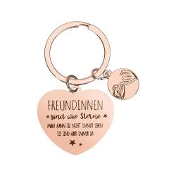 EKKONG Schlüsselanhänger Freundin, Beste Freundin Geschenke mit Gravur, Herzfömiger Schlüsselanhänger Freundschaft, Abschiedsgeschenk Kollegen FreundschaftsGeschenke (Roségold) von EKKONG