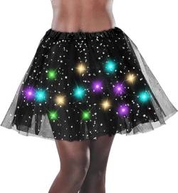 Tutu Damen, LED Rock Damen,Tutu-Rock, Mädchen Tüllrock Tutu ​Rock Pailletten Sterne Ballettrock Prinzessin Kleid Tutu für Party Tanzen, Fasching Cosplay Kostüm von EKKONG