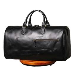 Herren-Reisetasche aus Rindsleder, große Kapazität, Vintage-Umhängetasche for Herren, Leder-Laptoptasche (Color : Black) von EKLART