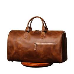 Herren-Reisetasche aus Rindsleder, große Kapazität, Vintage-Umhängetasche for Herren, Leder-Laptoptasche (Color : Vintage Brown) von EKLART