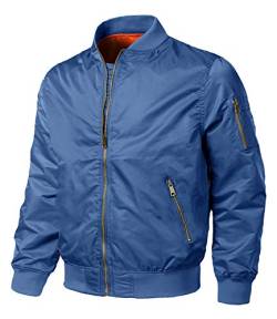 EKLENTSON Herren Bomberjacke Übergang Fleecejacke Fliegerjacke Blouson FlightBomber Warm Winterjacke Winddichte Jacket, (Blau, S) von EKLENTSON