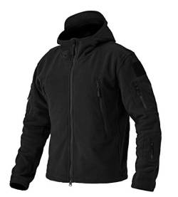 EKLENTSON Herren Fleecejacke Winddichte Jacke Outdoor Trekking Winter mit Reißerschluss und Kapuze, (Schwarz, S) von EKLENTSON