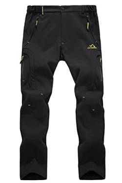 EKLENTSON Herren Gefüttert Wasser- und Winddicht Hose Softshellhose Outdoorhose Warm mit Reißerschlusstaschen, (Schwarz, 40) von EKLENTSON