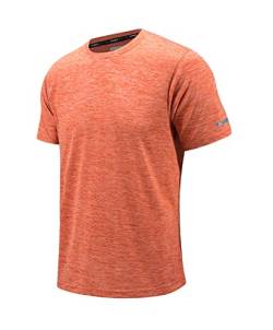 EKLENTSON Herren Jogging Tshirt Sommer Fitness Shirt Kurzarm Leicht Sport Oberteile Männer Sportshirt mit Rundhalsausschnitt, Orange XL von EKLENTSON