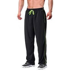 EKLENTSON Herren Jogginghose Trainingshose Mesh Sporthose Schnelltrocknende mit Reißerschluss Open Bottom Fitness, (Schwarz, L) von EKLENTSON