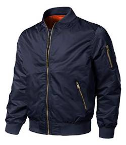 EKLENTSON Herren Leichte Windbreaker Bomberjacke Warm Winter Übergangsjacke Causal Jacket Freizeitjacke, (Navy, S) von EKLENTSON