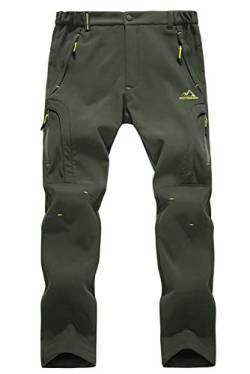 EKLENTSON Herren Trekkinghose Wind- und wasserdichte Hose Softshell Funktionshose Skihose Saum Atmungsaktiv, (Armeegrün, 32) von EKLENTSON