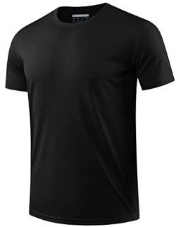 EKLENTSON Herren UPF 50+ Sonnenschutz Shirt Kurzarm Sommer T-Shirt Atmungsaktiv Funktionsshirt Surf Shirts (3XL, Schwarz) von EKLENTSON