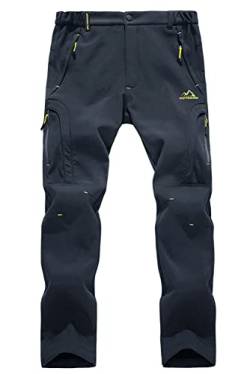 EKLENTSON Herren Wanderhose Jogging Berghose Winddicht Gefüttert Sport Warm Winterhose mit Multi Taschen, (Dunkelgrau, 36) von EKLENTSON