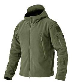 EKLENTSON Herren Warm Fleece Winter Herrenjacke Üergangsjacke Multi-Taschen mit Reisserschluss, (Armeegrün, L) von EKLENTSON