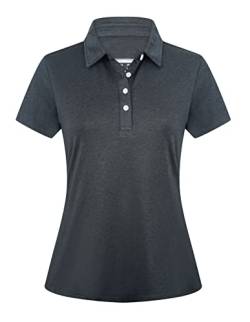 EKLENTSON Poloshirt Damen Kurzarm Sport Polo Sommershirt Atmungsaktiv Golf Shirt Leicht Funktionsshirt Athletic Tshirts, Schwarz M von EKLENTSON