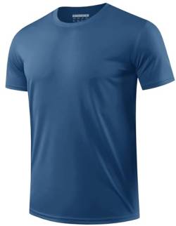 EKLENTSON Rashguard Herren Uv-Schutz Sommershirt Kurzarm UPF 50+ Sonnenschutz T-Shirt Bootfahren Angeln Shirt (XL, Dunkelblau) von EKLENTSON