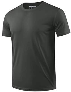 EKLENTSON UV Shirt Herren Wasser Kurzarm Rashguard Sonnenschutz T-Shirt Männer Surfen Schwimmen Sport Top (L, Dunkelgrau) von EKLENTSON