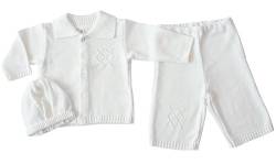 EKO Baby Jungen Taufanzug Jacke, Hose und Mütze Taufkleid Set weiß, Größe:86, Farbe:weiß von EKO
