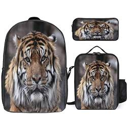 3D Tiger Schulrucksack Schulranzen Schultasche Sports Rucksack Freizeitrucksack Daypacks Backpack für Teenager (tiger2,12.6inx5.5inx17in) von EKOMIS