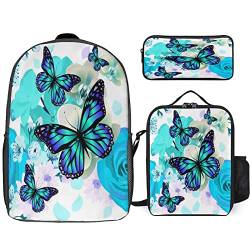 Butterfly Schulranzen-Set 3tlg Rucksack Mädchen Girls Modisch Schultasche für Teenager Büchertasche (girl3,12.6inx5.5inx17in) von EKOMIS