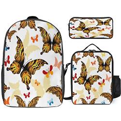 Butterfly Schulranzen-Set 3tlg Rucksack Mädchen Girls Modisch Schultasche für Teenager Büchertasche (girl6,12.6inx5.5inx17in) von EKOMIS