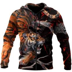 EKOMIS Herren Kapuzenpullover Langarm Pullover Tiger Hoodie mit Kapuze (tiger1,3XL) von EKOMIS