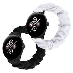 EKSED Scrunchie Band für Google Pixel/Pixel 2, Uhrenarmband für Damen, Ersatz-Armband, dehnbar, elastisch, atmungsaktiv, Armbänder für Pixel / Pixel 2 Smartwatch (klein, schwarz und weiß) von EKSED