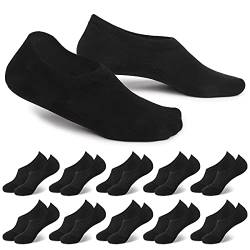 EKSHER 10 Paar Sneaker Socken Damen Herren Füßlinge Kurzesocken Silikonpad 39-42 Schwarz von EKSHER