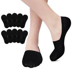 EKSHER Sneaker Socken Damen 35-38 Füßlinge Damen 10 Paar Ballerina Unsichtbare No Show Sneakersocken Baumwoll Kurze Halbsocken Silikonpad Rutschfest Atmungsaktive Schwarz von EKSHER