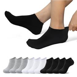 EKSHER Sneaker Socken Damen 35-38 Baumwolle Socken Weiß Herren Schwarz 10 Paar Sportsocken Damen 35-38 Grau Sneakersocken Laufsocken Tennissocken Kurzsocken Anti Schweiß Atmungsaktive Running Socks von EKSHER