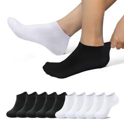 EKSHER Sneaker Socken Damen 35-38 Sportsocken Herren Kurze Halbsocken Baumwolle Socken laufsocken Running Socks Unisex 10 paar Schwarz Weiß von EKSHER