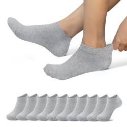 EKSHER Sneaker Socken Damen 35-38 Sportsocken Herren Kurze Halbsocken Baumwolle Socken laufsocken Running Socks Unisex Grau 10 paar von EKSHER