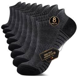 EKSHER Sneaker Socken Herren 39-42 Damen Cushioned Sportsocken Kurze Laufsocken Frotteesohle Baumwolle Halbsocken Atmungsaktive 8 Paar Dunkelgrau von EKSHER