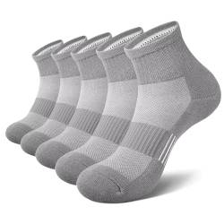 EKSHER Sneaker Socken Herren 43-46 Baumwolle Damen Running Frottee 5 Paar Kurze Socken Herren Sneakersocken Kurz Laufsocken Grau Atmungsaktive Sport Herrensocken Kurzsocken Damensocken von EKSHER