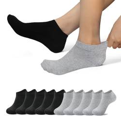 EKSHER Sneaker Socken Herren 43-46 Sportsocken Damen Kurze Halbsocken Baumwolle Socken laufsocken Running Socks Unisex 10 paar Schwarz Grau von EKSHER