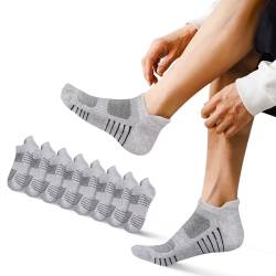 EKSHER Sneaker Socken Herren 43-46 Grau Kurze Socken Herren 43-46 8 Paar Sneakersocken Laufsocken Sportsocken Damensocken Kurzsocken Tennissocken Anti Schweiß Running Socks Atmungsaktive Strümpfe von EKSHER