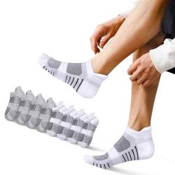 EKSHER Sneaker Socken Herren 43-46 Weiß Kurze Socken Herren 43-46 Grau 8 Paar Sneakersocken Laufsocken Sportsocken Damensocken Tennissocken Anti Schweiß Running Socks Atmungsaktive Strümpfe von EKSHER