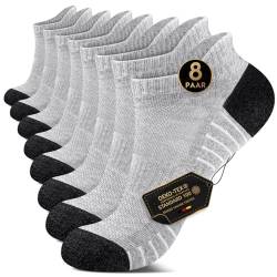 EKSHER Sneaker Socken Herren 47-50 Damen Cushioned Sportsocken Kurze Laufsocken Frotteesohle Baumwolle Halbsocken Atmungsaktive 8 Paar Hellgrau von EKSHER