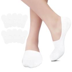 EKSHER Sneaker Socken Herren 47-50 Füßlinge Damen 10 Paar Baumwoll Unsichtbare Ballerina No Show Sneakersocken Kurze Halbsocken Silikonpad Rutschfest Atmungsaktive Weiß von EKSHER